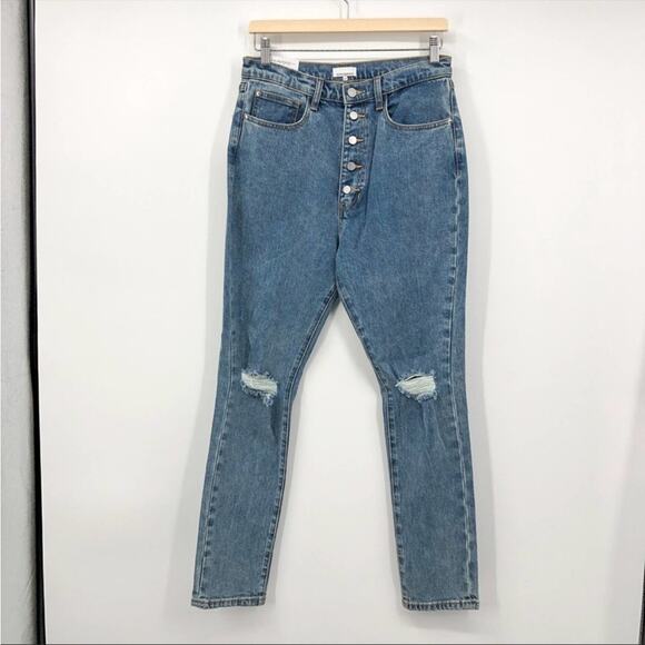 WeWoreWhat The Danielle Stretch Jeans Spring St Holes Size 26 Button Fly NEW - Picture 1 of 10